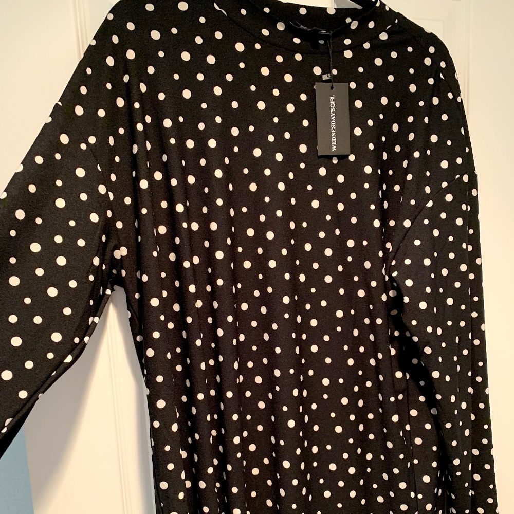 Wednesday's Girl brand, stretch polka dot tunic/mini dress
